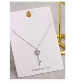 925 Silver Female Necklace Heart Key Pendant Jewelry