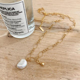 Natural Baroque Pearl Necklace Twisted Link Chain Choker