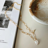 Natural Baroque Pearl Necklace Twisted Link Chain Choker