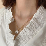 Natural Baroque Pearl Necklace Twisted Link Chain Choker
