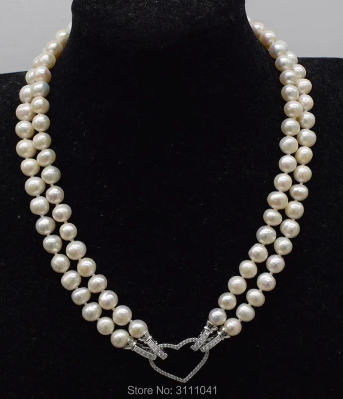 8-9mm Freshwater Pearl Necklace 18-19inch Heart Clasp