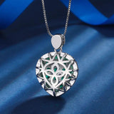 Emerald Green Sapphire Ruby Red Zircon Diamond Heart Pendant Necklace