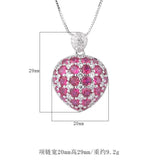 Emerald Green Sapphire Ruby Red Zircon Diamond Heart Pendant Necklace