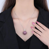 Emerald Green Sapphire Ruby Red Zircon Diamond Heart Pendant Necklace