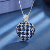 Emerald Green Sapphire Ruby Red Zircon Diamond Heart Pendant Necklace