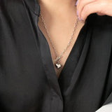 925 Silver Punk Heart Necklace Big Chain Circle Pendant Long Jewelry