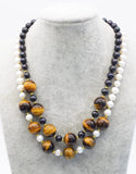Freshwater Pearls and Tiger Eye 16mm Necklace 19 Inch
