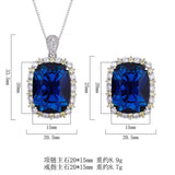 Cushion Cut 15x20mm Created Sapphire Emerald Gemstone Pendant Necklace