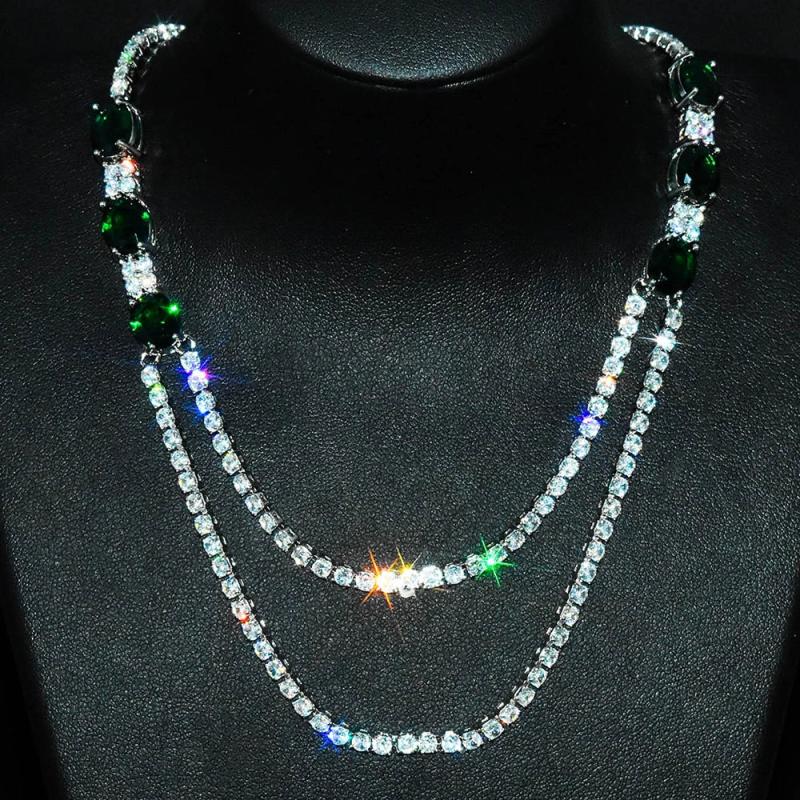 Natural Ruby Zircon Necklace Female Sweater Chain