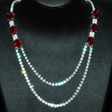 Natural Ruby Zircon Necklace Female Sweater Chain
