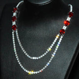 Natural Ruby Zircon Necklace Female Sweater Chain