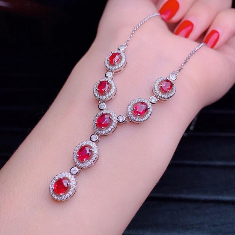 Original Ruby Pendant Necklace High Carbon Diamond Jewelry