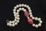 Freshwater Pearl Watermelon Crystal Drop Necklace 19in