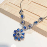 Sapphire Sunflower Necklace Zircon Jewelry Girl's Holiday Gift