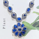 Sapphire Sunflower Necklace Zircon Jewelry Girl's Holiday Gift