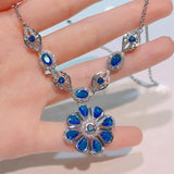 Sapphire Sunflower Necklace Zircon Jewelry Girl's Holiday Gift