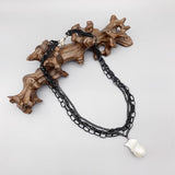 Baroque Pearl Pendant Necklace Layers Link Chains Choker Necklace