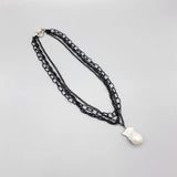 Baroque Pearl Pendant Necklace Layers Link Chains Choker Necklace