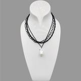 Baroque Pearl Pendant Necklace Layers Link Chains Choker Necklace