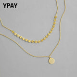 925 Sterling Silver Choker Necklace Korea Double Layers YMN171