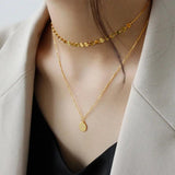 925 Sterling Silver Choker Necklace Korea Double Layers YMN171