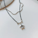 Vintage 925 Sterling Silver Bone Star Choker Necklace