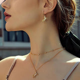 925 Silver Bright Zircon Necklace for Women Plated Pendant Bead Necklace