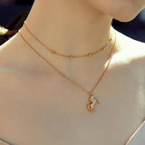 925 Silver Bright Zircon Necklace for Women Plated Pendant Bead Necklace