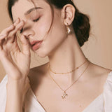 925 Silver Bright Zircon Necklace for Women Plated Pendant Bead Necklace