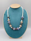 Orange Enamel Balls Necklace Mesh Beads Freshwater Pearls Gift