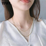 925 Silver Double Layer Box Chain Necklace YMN168