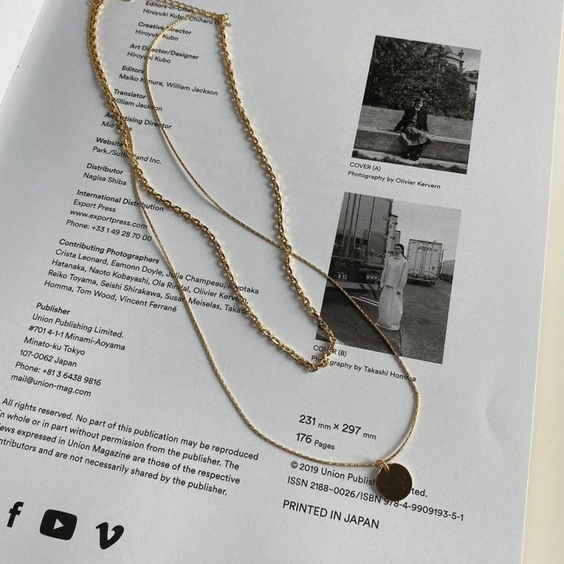 925 Sterling Silver Double Layer Chain Necklace Coin Pendant Bohemian