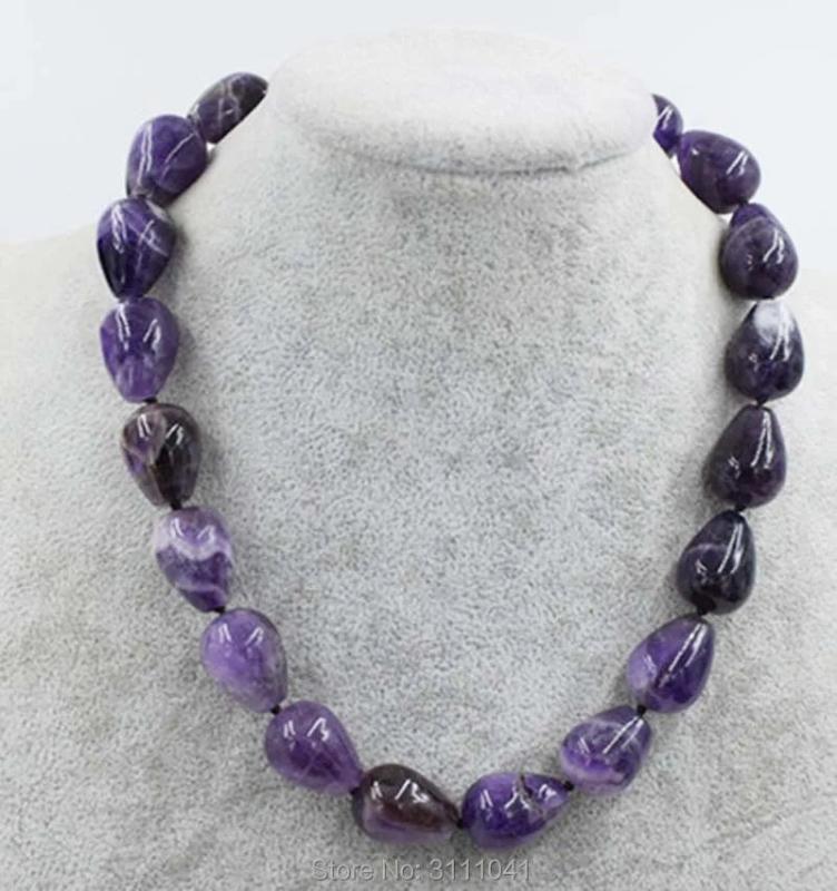 Amethyst Drop 15*20mm Necklace 18-inch Beads Natural