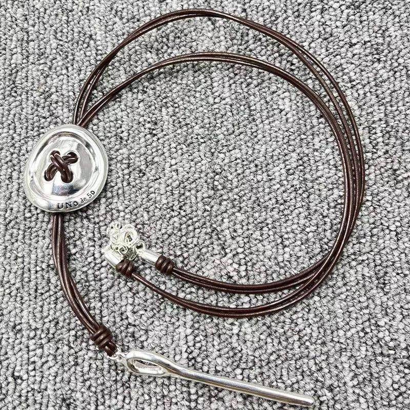 UNOde50 925 Silver Button Rope Women's Holiday Gift