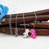 Kids Opal Necklace 925 Silver Synthetic Opal Jewelry