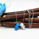 Kids Opal Necklace 925 Silver Synthetic Opal Jewelry