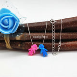Kids Opal Necklace 925 Silver Synthetic Opal Jewelry