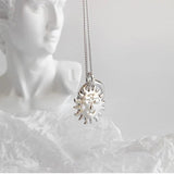 925 Silver Sun & Moon Necklace Crescent Moon Jewelry Long Sweater Chain