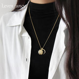 925 Silver Sun & Moon Necklace Crescent Moon Jewelry Long Sweater Chain