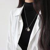 925 Silver Sun & Moon Necklace Crescent Moon Jewelry Long Sweater Chain