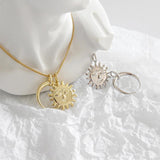 925 Silver Sun & Moon Necklace Crescent Moon Jewelry Long Sweater Chain