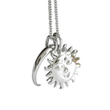 925 Silver Sun & Moon Necklace Crescent Moon Jewelry Long Sweater Chain
