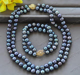 Peacock-Black Freshwater Pearl Necklace Bracelet Set