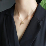 925 Silver Zircon Lock & Key Pendant Necklace