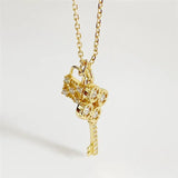 925 Silver Zircon Lock & Key Pendant Necklace