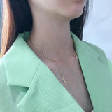 925 Silver CZ Cresent Moon Teardrop Necklace Girls Choker Collar Summer Jewelry