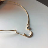 925 Silver CZ Cresent Moon Teardrop Necklace Girls Choker Collar Summer Jewelry