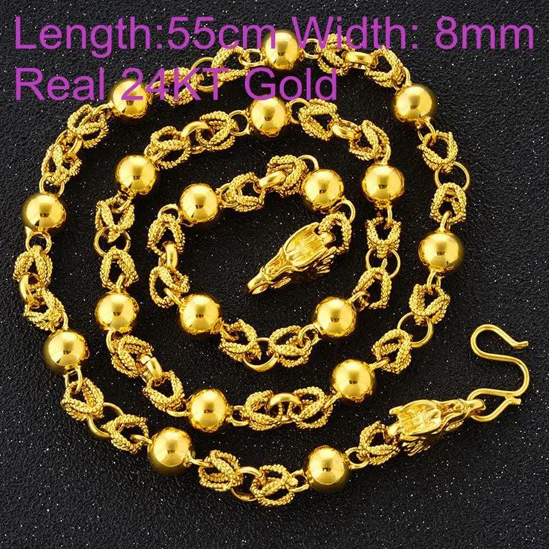 OMHXFC Dragon Beads 24KT Chain Necklace NL44