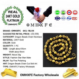 OMHXFC Dragon Beads 24KT Chain Necklace NL44