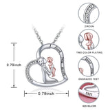 Mom & Newborn Baby Necklace 925 Sterling Silver Heart Rose CZ Pendant